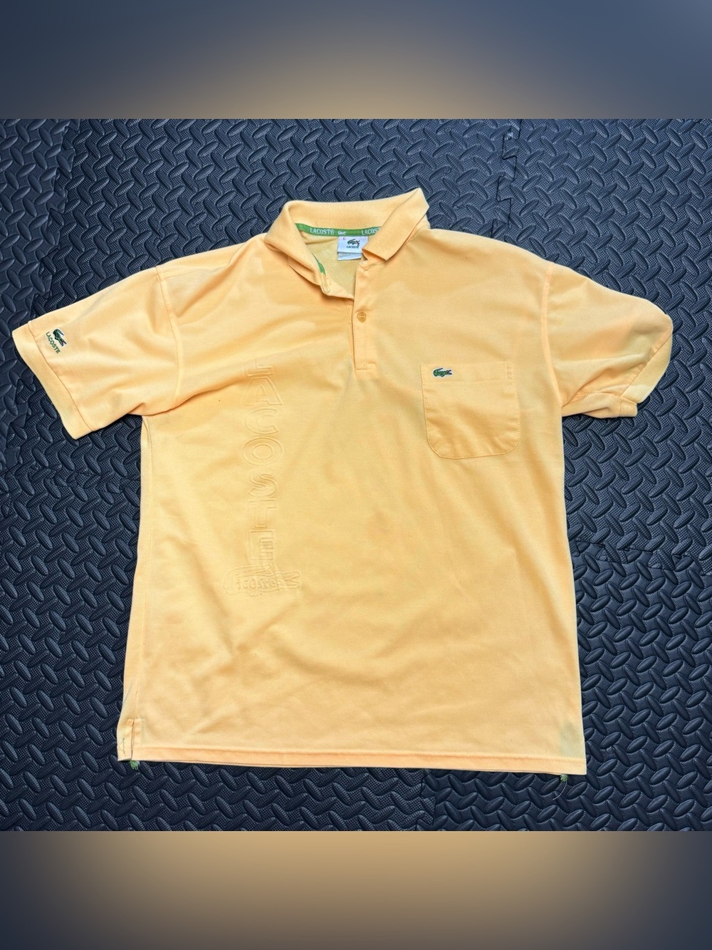 RARE Lacoste Yellow Polo Shirt with Pocket and unique designs
